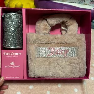 NEW Juicy Couture Viral Fur Furry Handbag and Coin Purse Gift Set